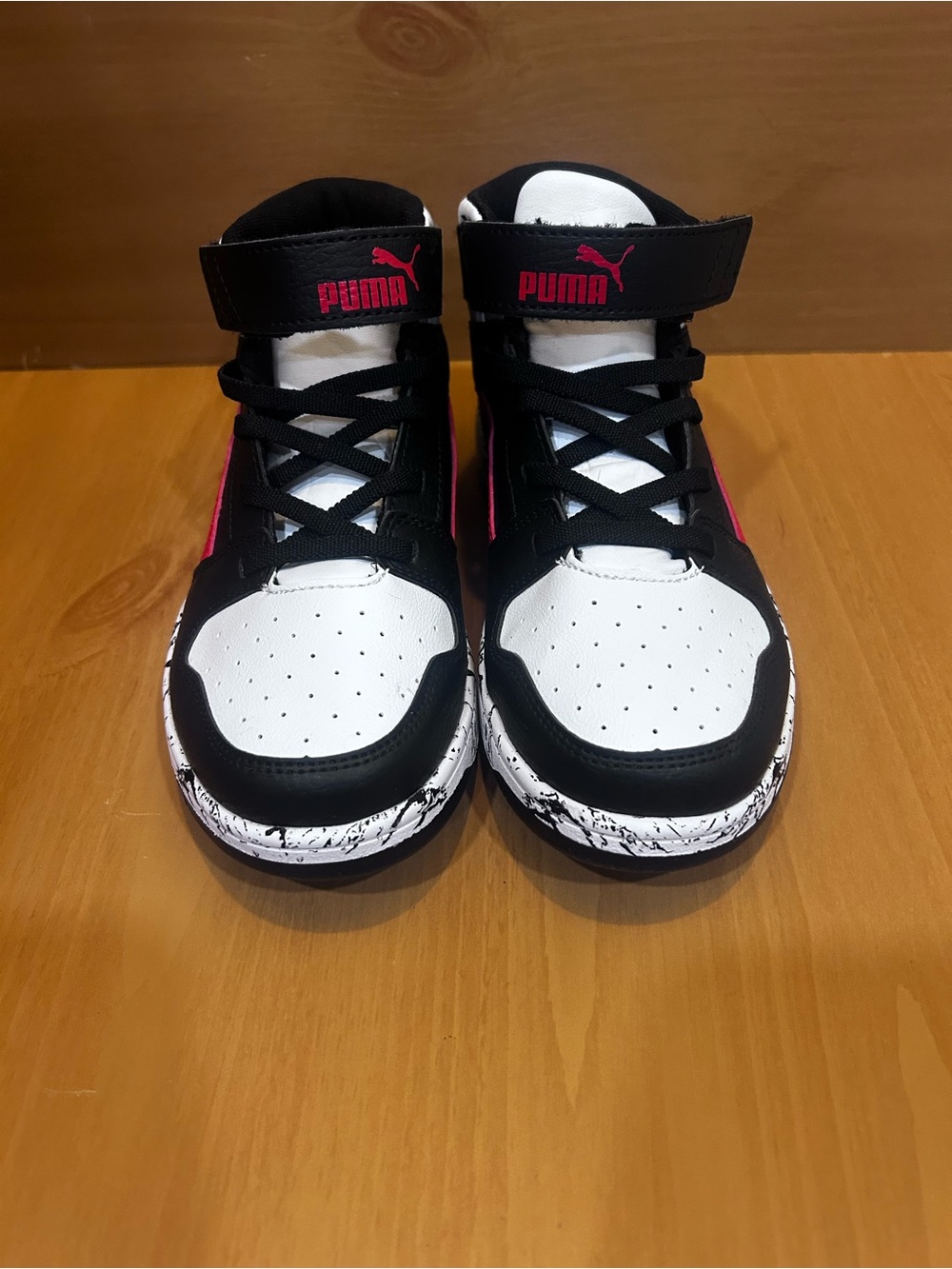 Puma Kids Mid-Top Sneakers in Black, White & Pink